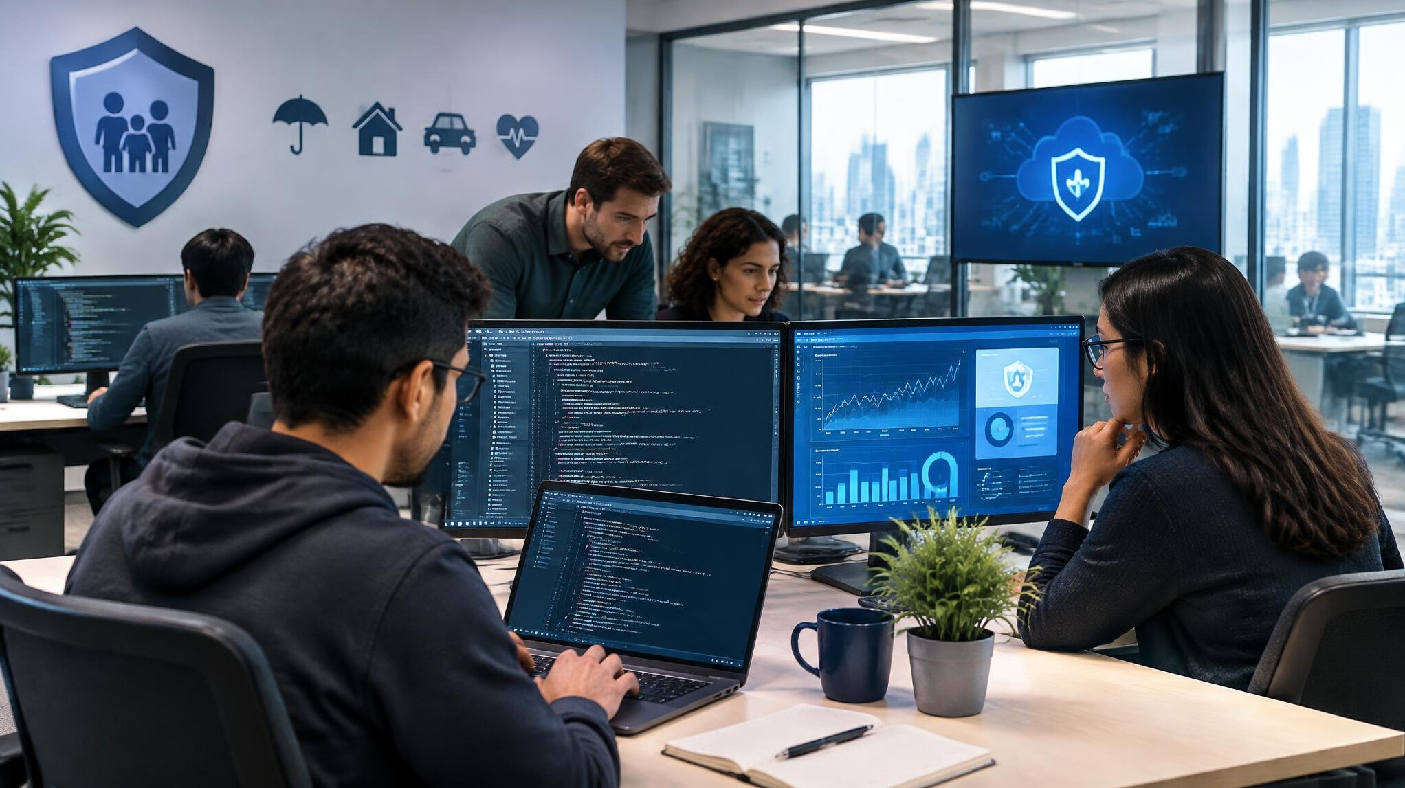 insurance company office with programmers