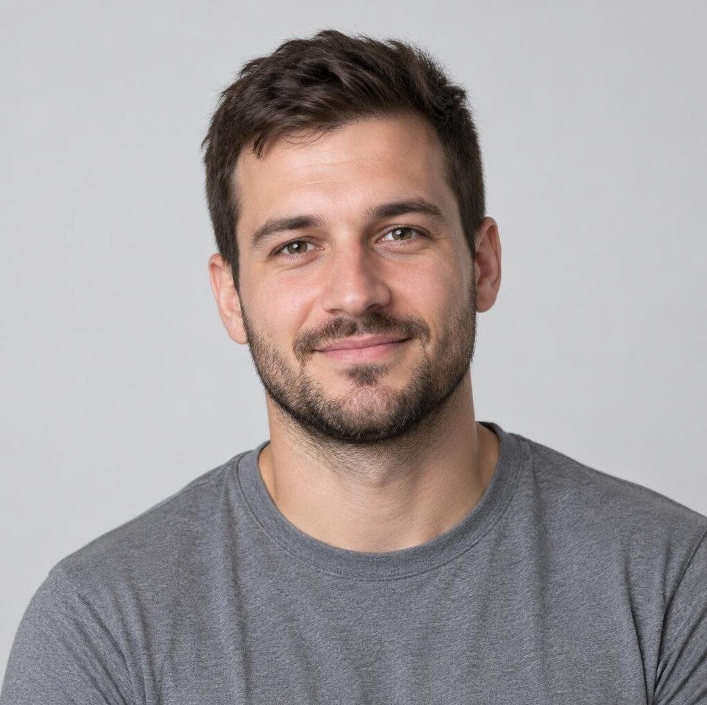 Studio portrait of a Slovenian male backend developer